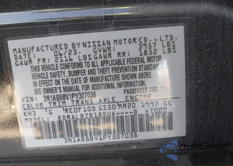 2023 Nissan Sentra S Xtronic Cvt from USA, damaged, VIN 3N1AB8BV1PY307038